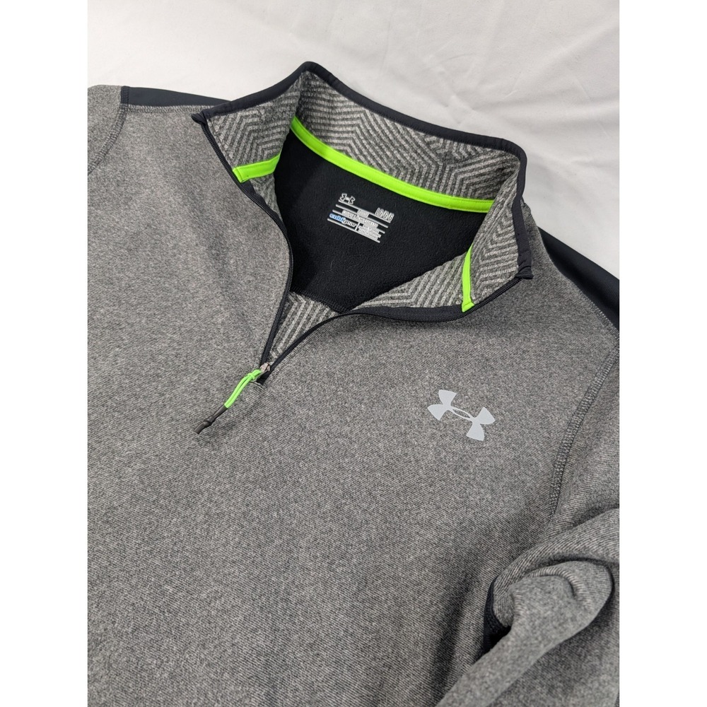 Under Armour ColdGear Mens Large Quarter Zip Pullover Gray Loose Fit